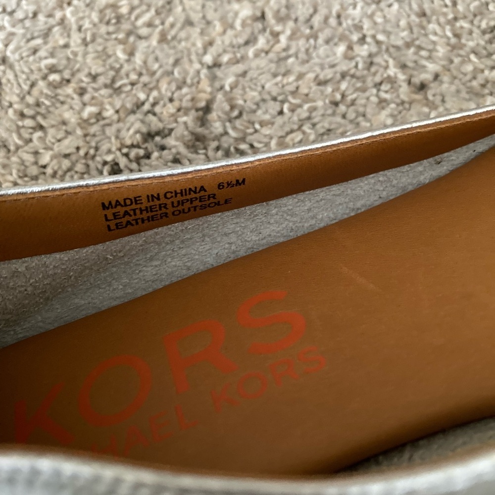 Michael Kors Silver Leather Women's Flats - Picture 4 of 4